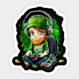 St Patricks Day Video Game Shirt | Gamer Leprechaun Irish Gamer Boys St Patricks Day Men -Shamrock Video Game controller - st patrick gamer for boys men Sticker